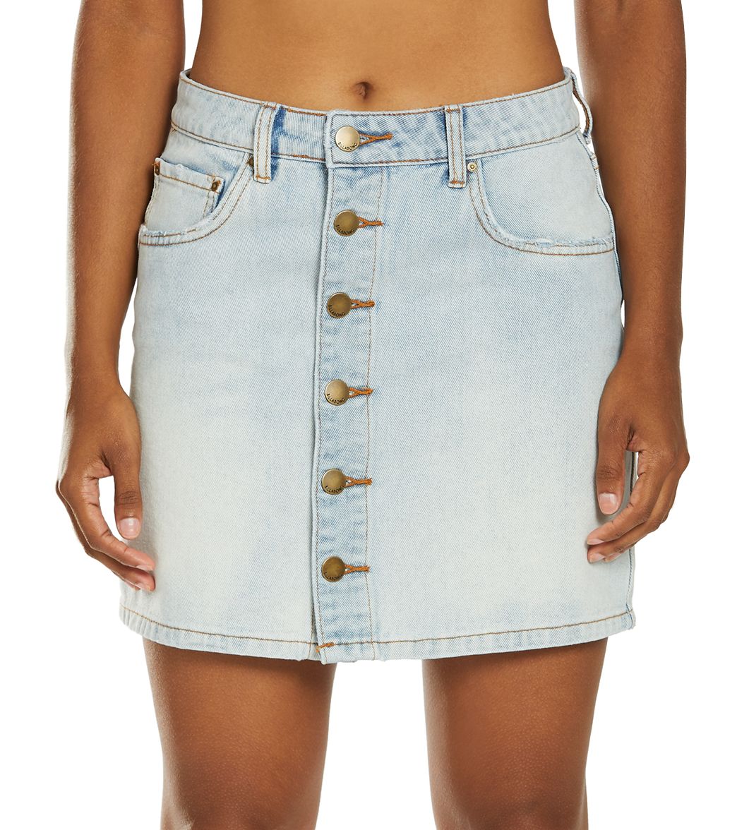 Billabong women's good life indigo jean skirt - sunwash 24 cotton - swimoutlet.com