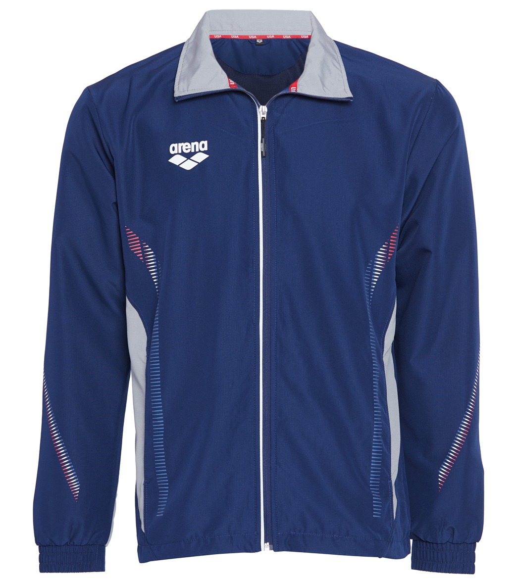 Arena Men's National Team Warm Up Jacket Usa - Navy/Grey Medium Size Medium Polyester - Swimoutlet.com