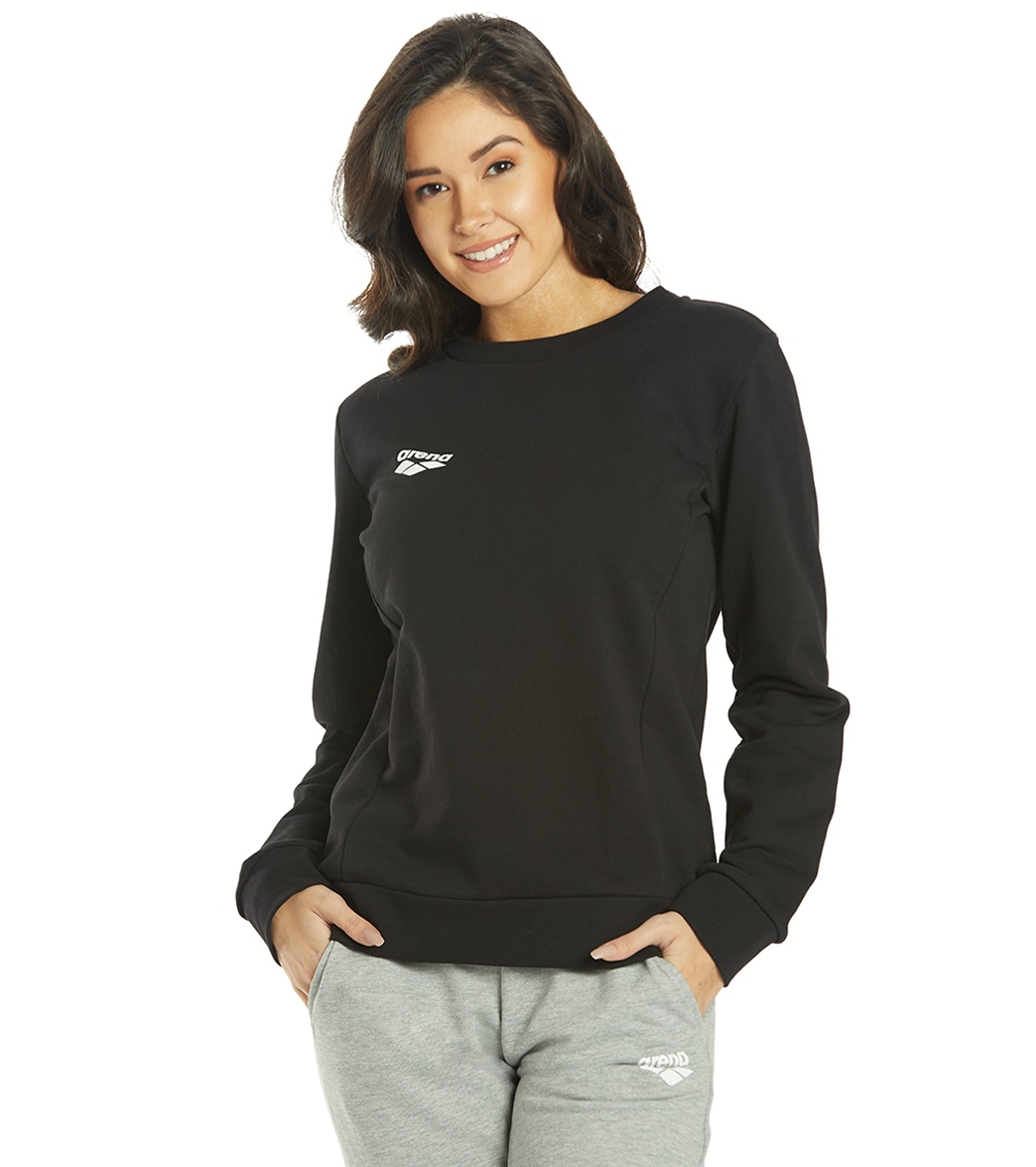 Arena Women's National Team Crew Sweater - Black Large Cotton/Polyester - Swimoutlet.com