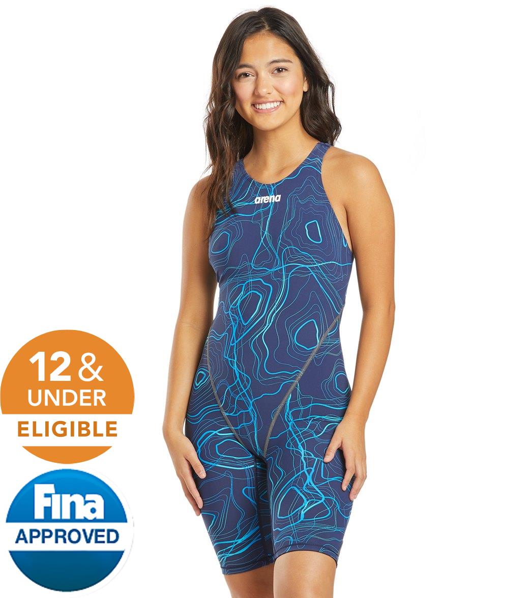 Arena Women's Limited Edition Powerskin St 2.0 Full Body Open Back Tech Suit Swimsuit - Sonic Navy 32 Elastane/Polyamide - Swimoutlet.com