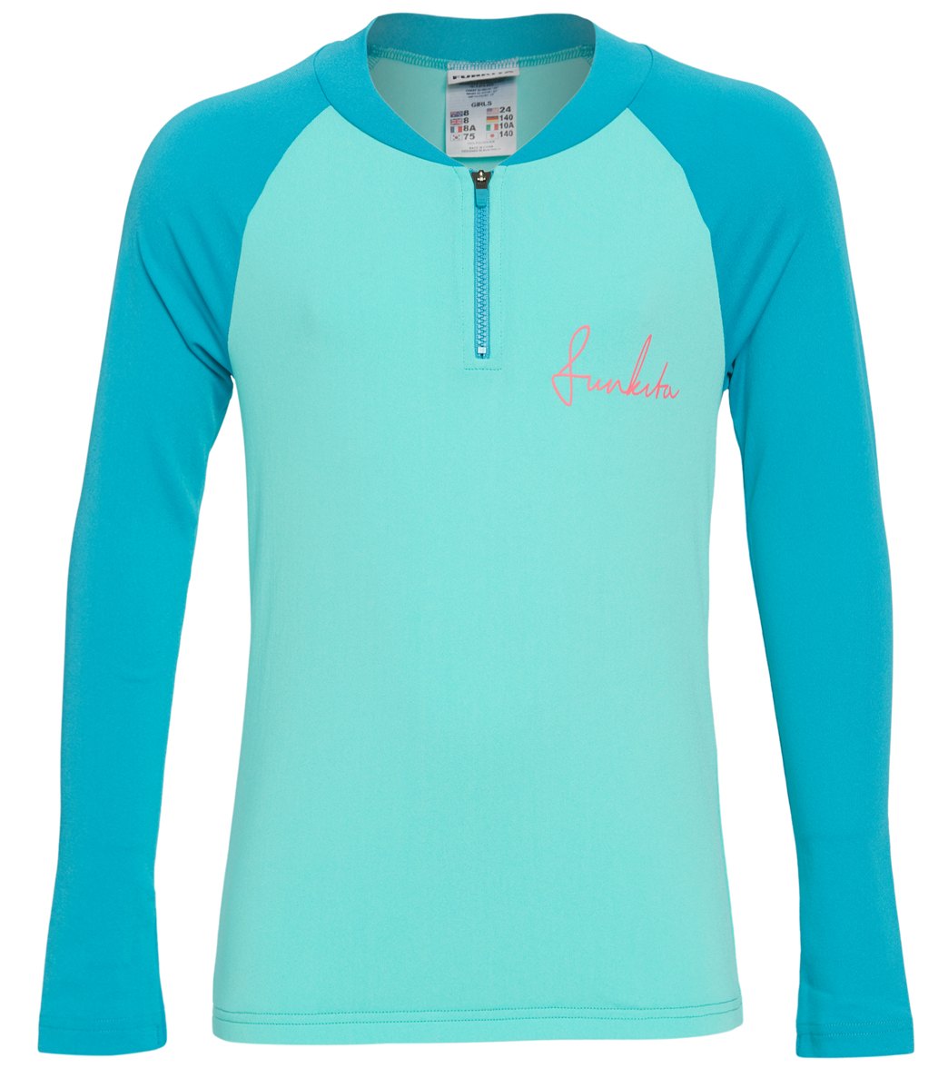 Funkita Girls' Mint Dream Zippy Long Sleeve Shirtrashguard Vest - 30 Polyester - Swimoutlet.com