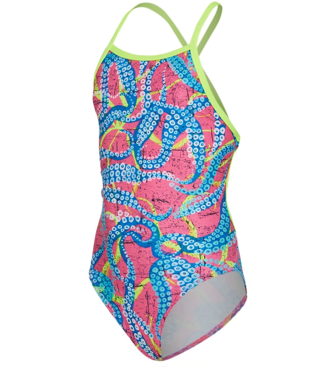 Funkita Girls' Eco Squeaky Squid Tie Me Tight One Piece Swimsuit at ...