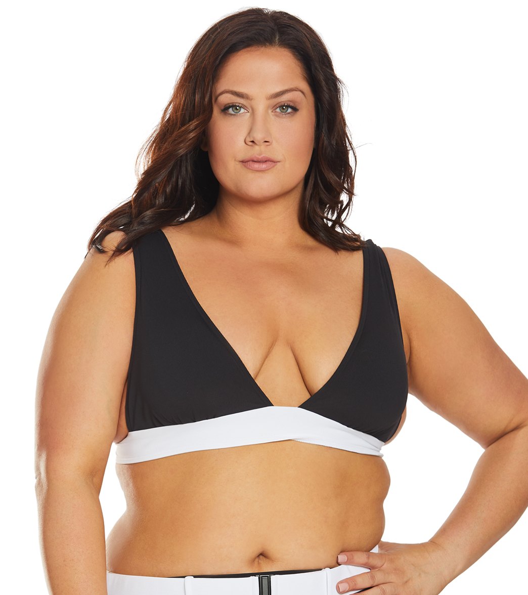 Volcom Plus Size Simply Rib Halter Bikini Top - Black 12W - Swimoutlet.com