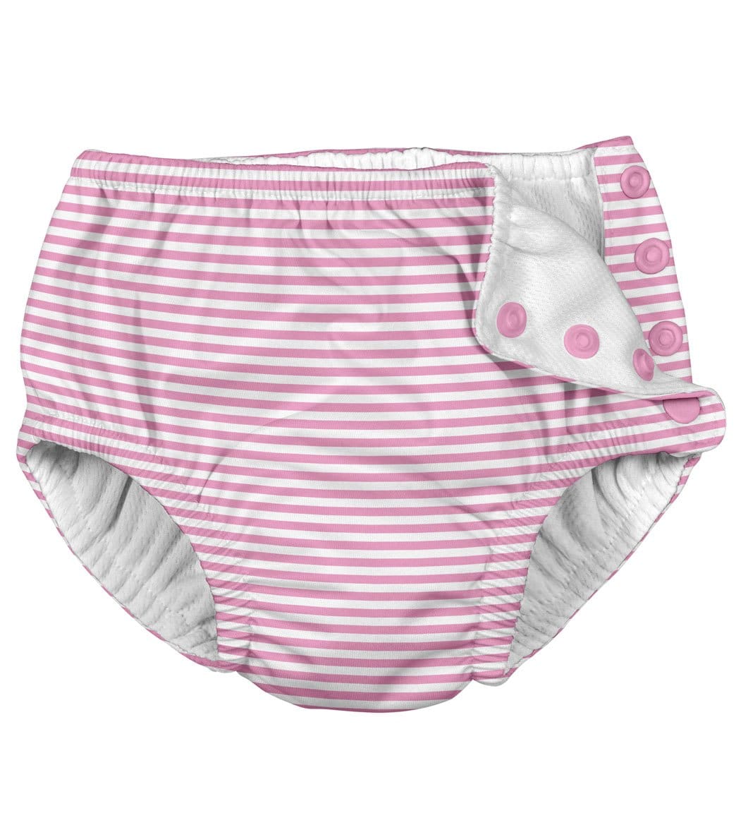 I Play. By Green Sprouts Girls' Pinstripe Swim Diaper Baby - Light Pink 18 Months Polyester - Swimoutlet.com