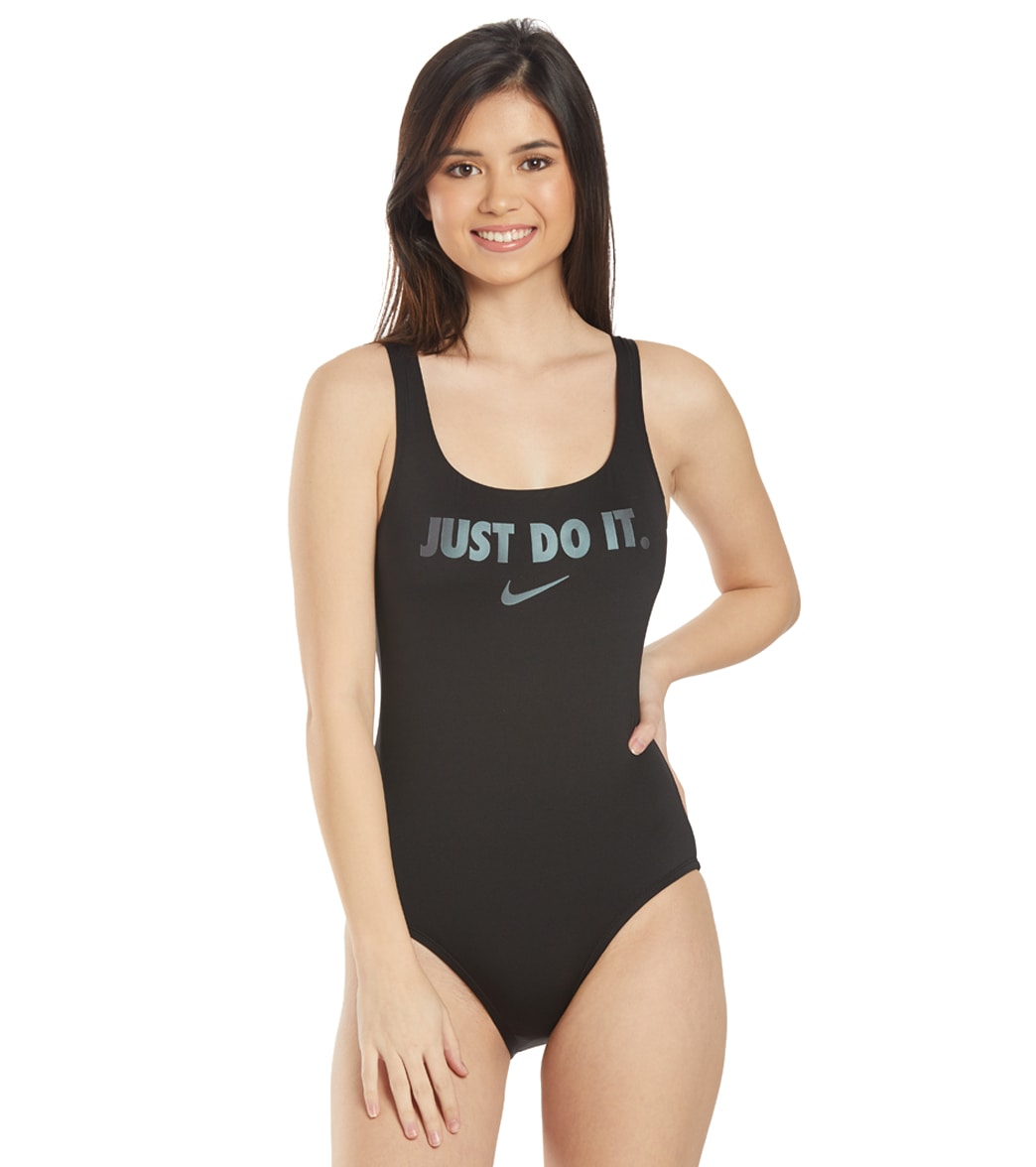 Nike Women's City Series U Back Tank One Piece Swimsuit - Just Do It Medium Size Medium Polyester - Swimoutlet.com