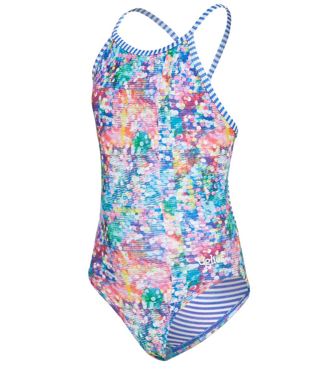 Dolfin Uglies Girls' Shimmer Keyhole Back One Piece Swimsuit at ...