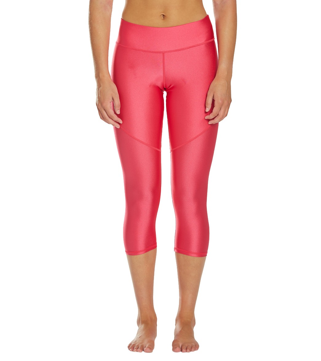 Dolfin Uglies Women's Revibe Solid High-Shine Aqua Capri Pants - Cherry Pink Xl Size Xl Nylon/Spandex - Swimoutlet.com