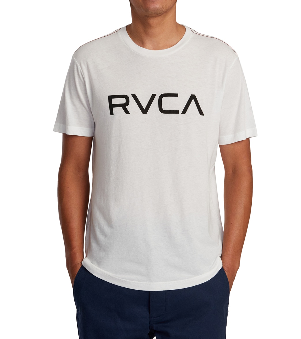 Men's Big Rvca Short Sleeve Tee Shirt - Antique White Large Cotton/Polyester - Swimoutlet.com