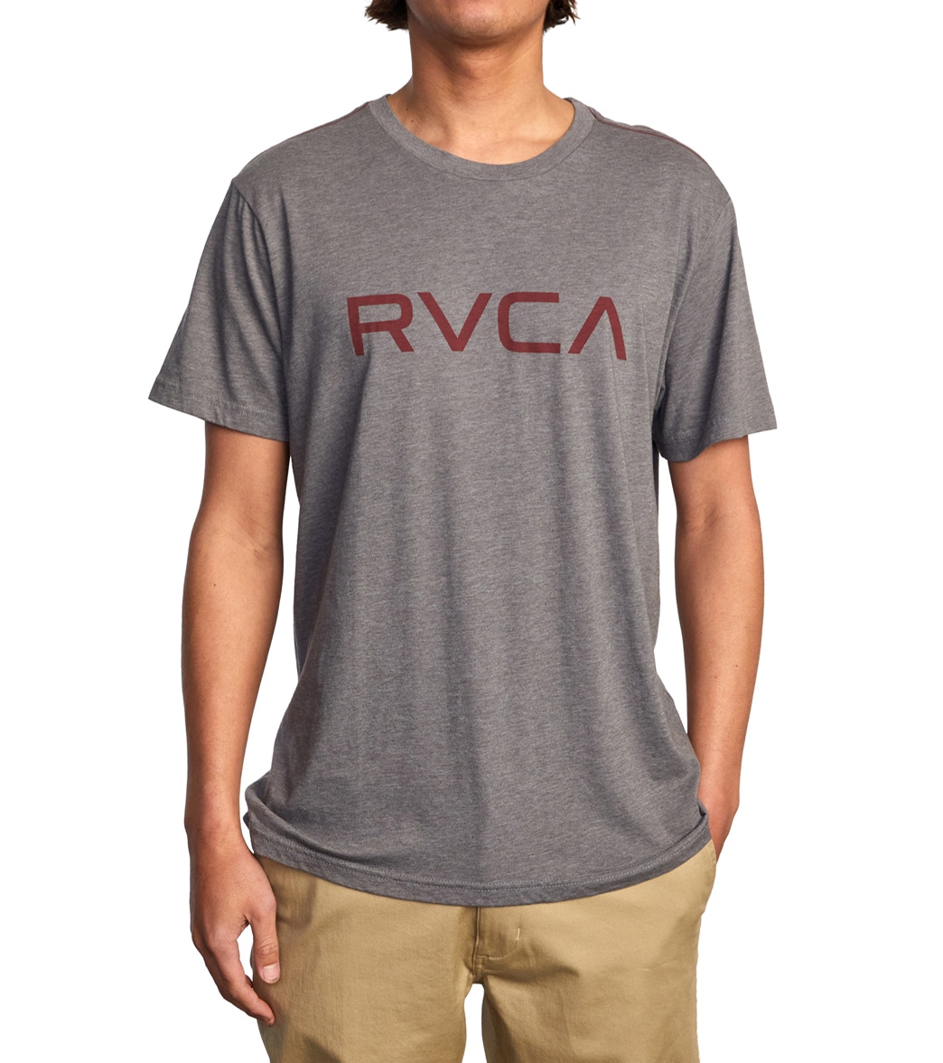 Men's Big Rvca Short Sleeve Tee Shirt - Smoked Red Large Cotton/Polyester - Swimoutlet.com