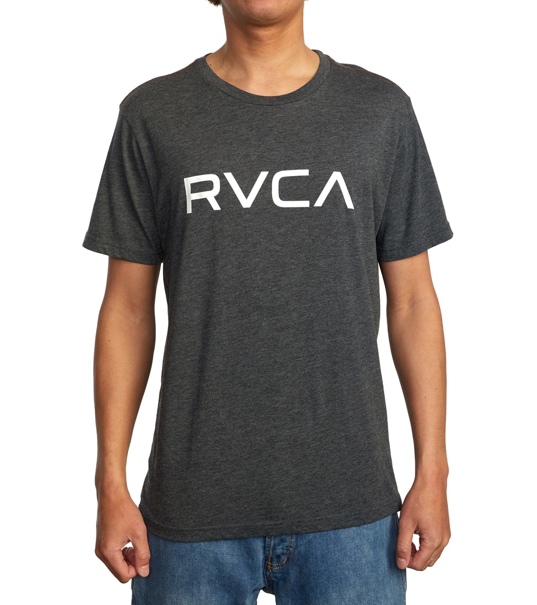 Men's Big Rvca Short Sleeve Tee Shirt - Black Large Cotton/Polyester - Swimoutlet.com