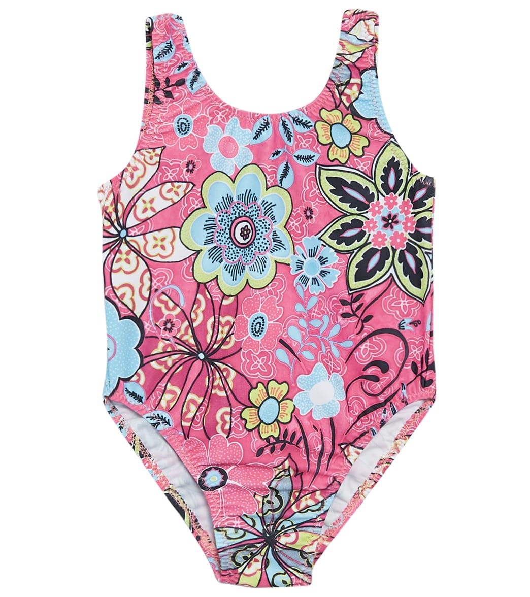 Tidepools Girls' Topsy Turvy Tank One Piece Swimsuit Baby - Pink 6-12 Months Lycra® - Swimoutlet.com