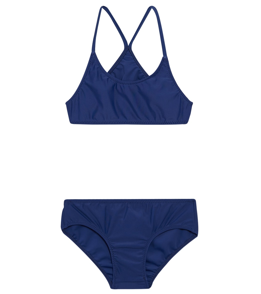 Tidepools Girls' Solid Sport Two Piece Bikini Set Big Kid - Navy 14 Lycra® - Swimoutlet.com