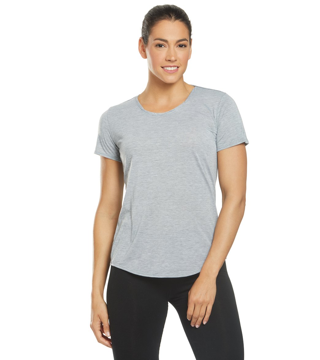 Brooks Women's Distance Short Sleeve - Heather Ash Xs Size X-Small Cotton/Polyester - Swimoutlet.com