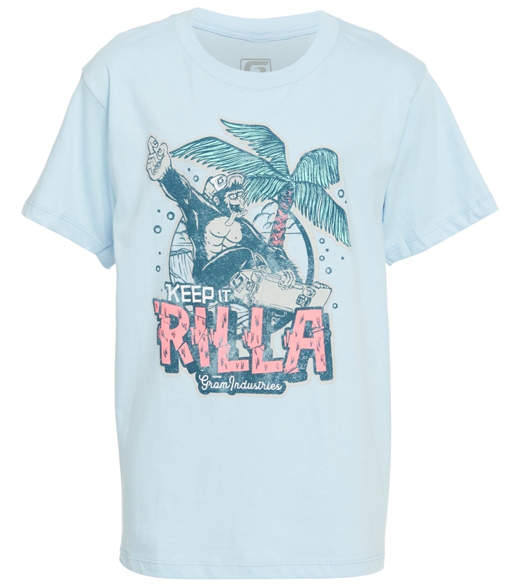 Grom Boys' Rilla Tee Shirt Big Kid - Light Blue Xxl Cotton - Swimoutlet.com