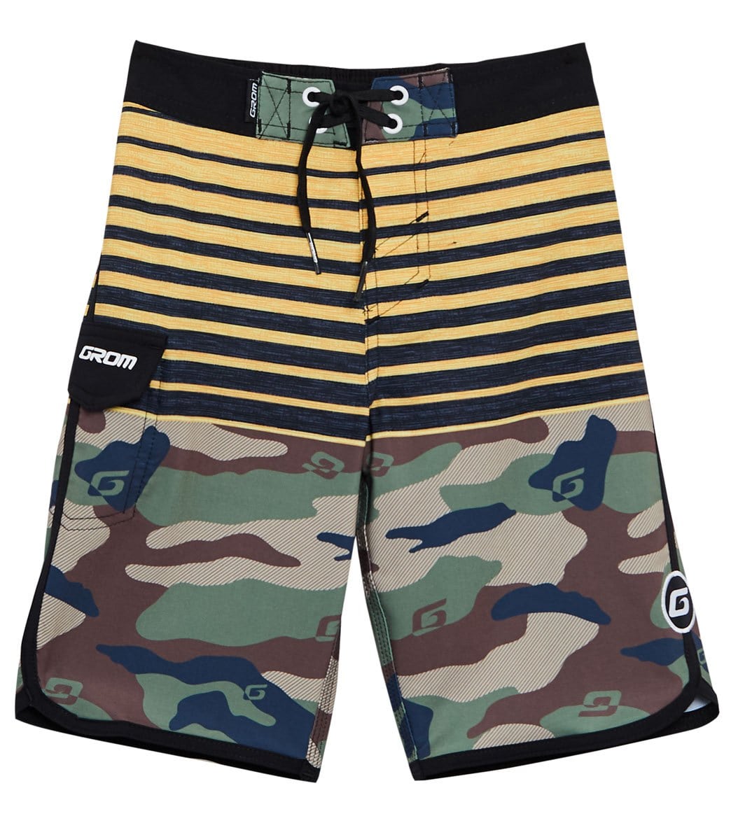Grom Boys' Santa Ana Boardshorts Big Kid - Camo Medium 8 Polyester/Spandex - Swimoutlet.com
