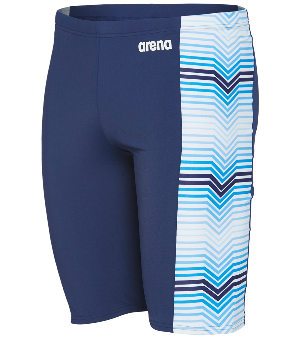 Arena Men's Multicolor Stripes Maxlife Jammer Swimsuit - Navy/Royal/Multi 22 - Swimoutlet.com
