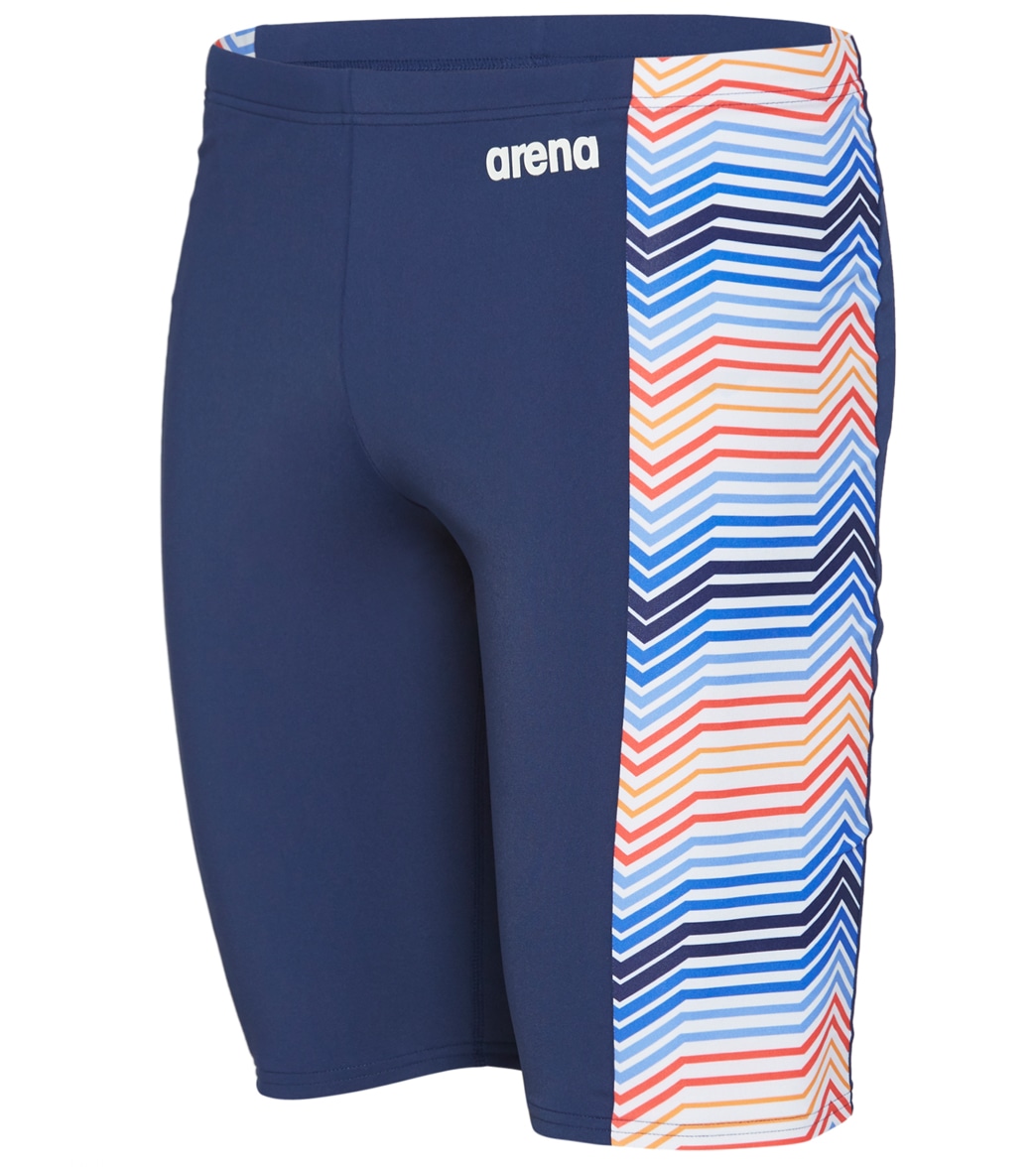 Arena Men's Multicolor Stripes Maxlife Jammer Swimsuit - Navy/Navy/Multi 22 - Swimoutlet.com