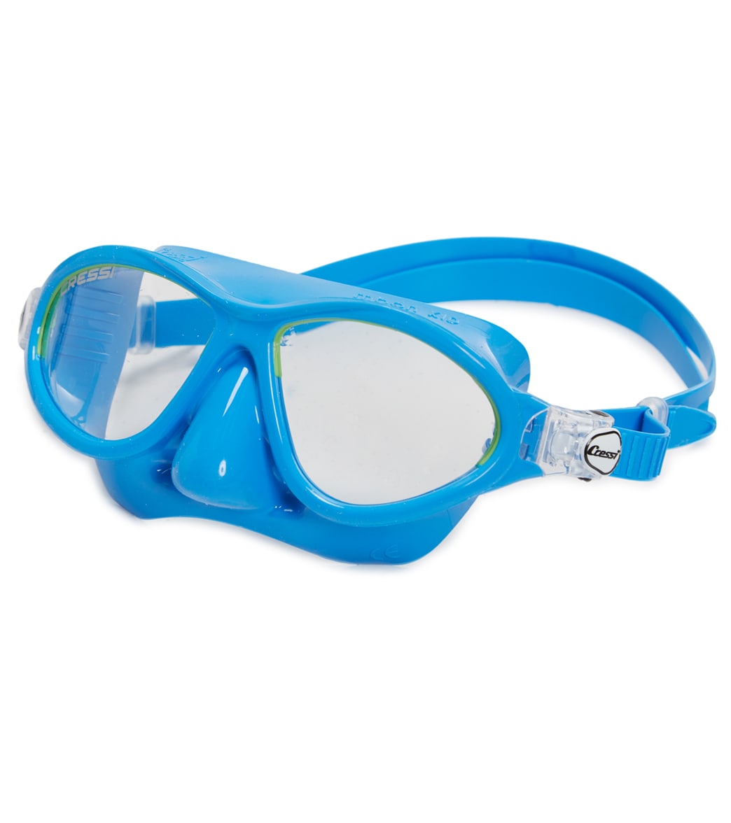Cressi Kids Moon Snorkeling/Swim Mask - Light Blue/Lime - Swimoutlet.com