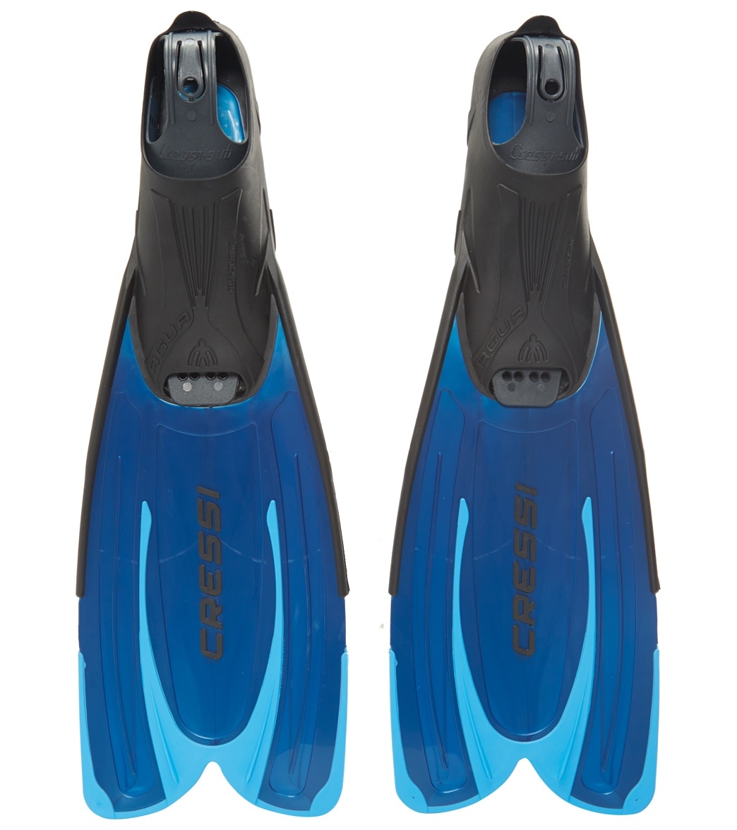 Cressi Agua Snorkeling Fins - Blue 8.5 Mens 9.5/10.5 Women Rubber - Swimoutlet.com