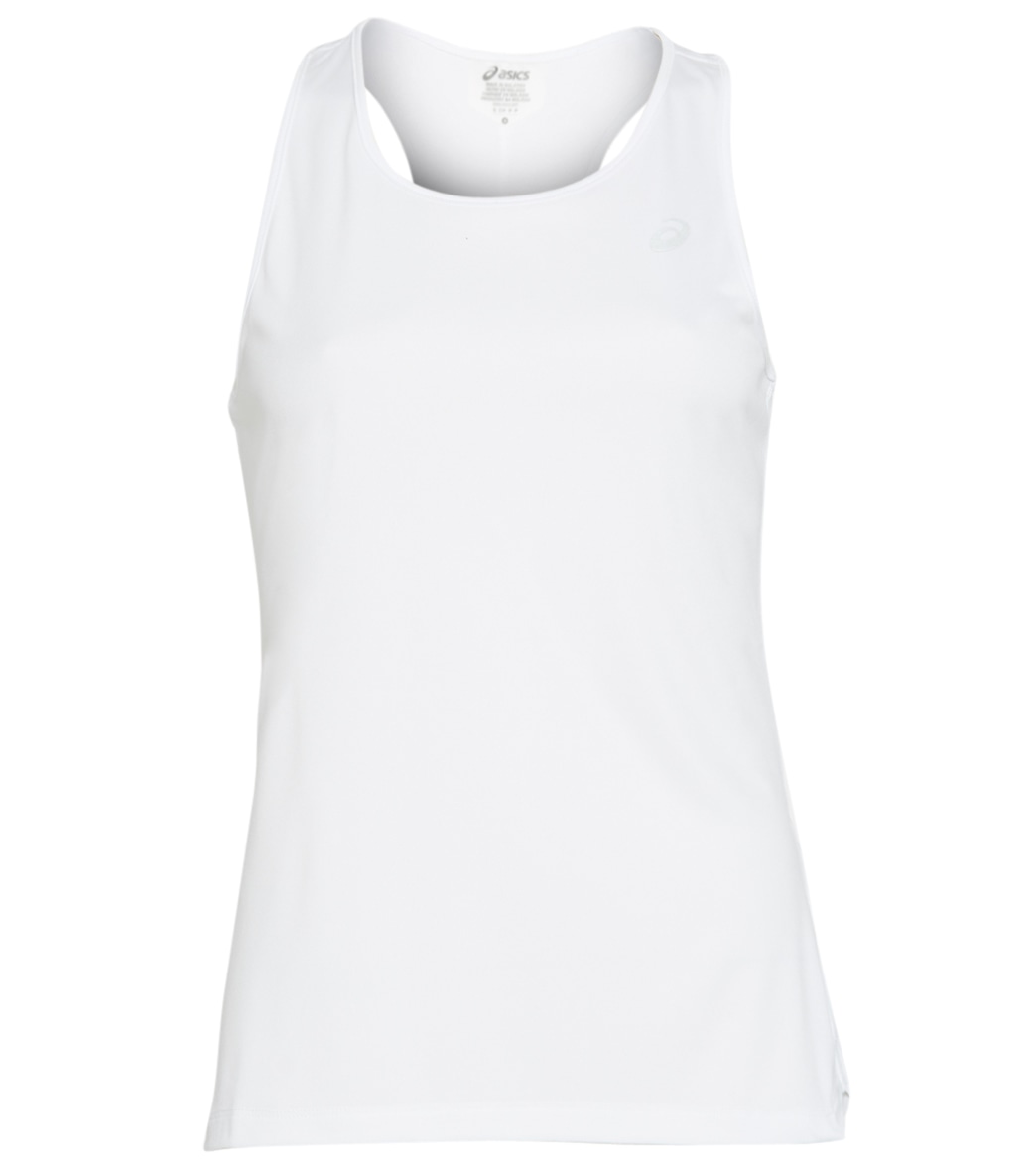 Asics Women's Silver Tank - Brilliant White Xs Size X-Small Polyester - Swimoutlet.com