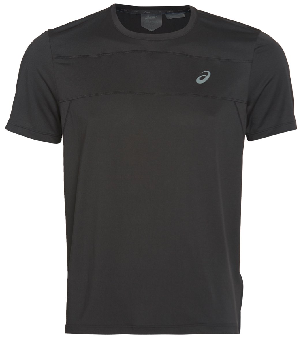 Asics Men's Race Short Sleeve Top Shirt - Performance Black Large Size Large Polyester - Swimoutlet.com