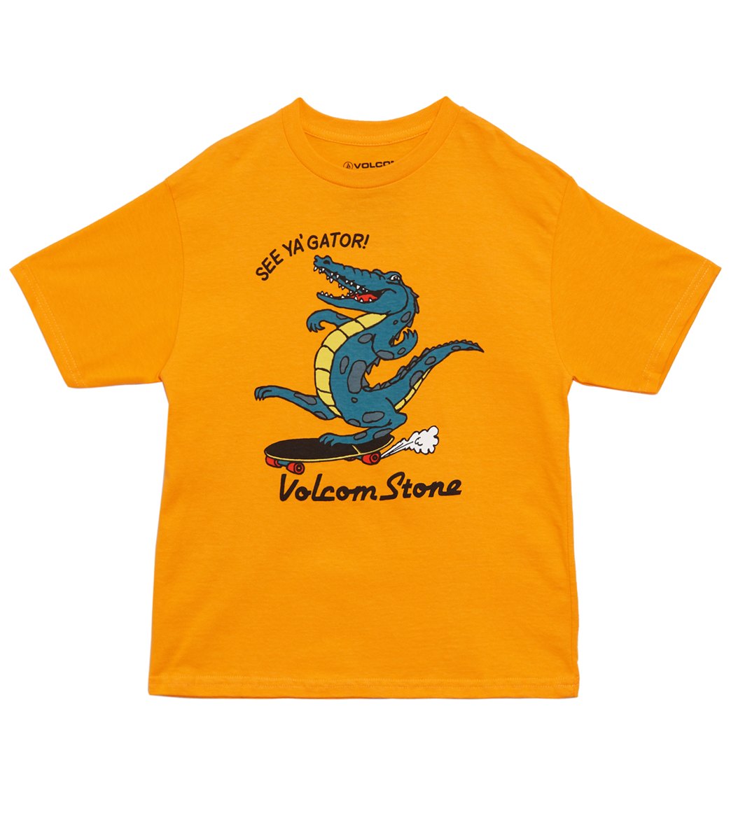 Volcom Boys' See Ya Gator Short Sleeve Tee Shirt Toddler/Little/Big Kid - Orange Large Big Cotton/Polyester - Swimoutlet.com