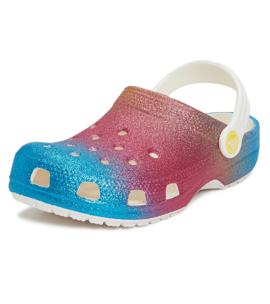 Crocs Girls' Classic Ombre Glitter Clogs - Oyster/Multi 5 - Swimoutlet.com