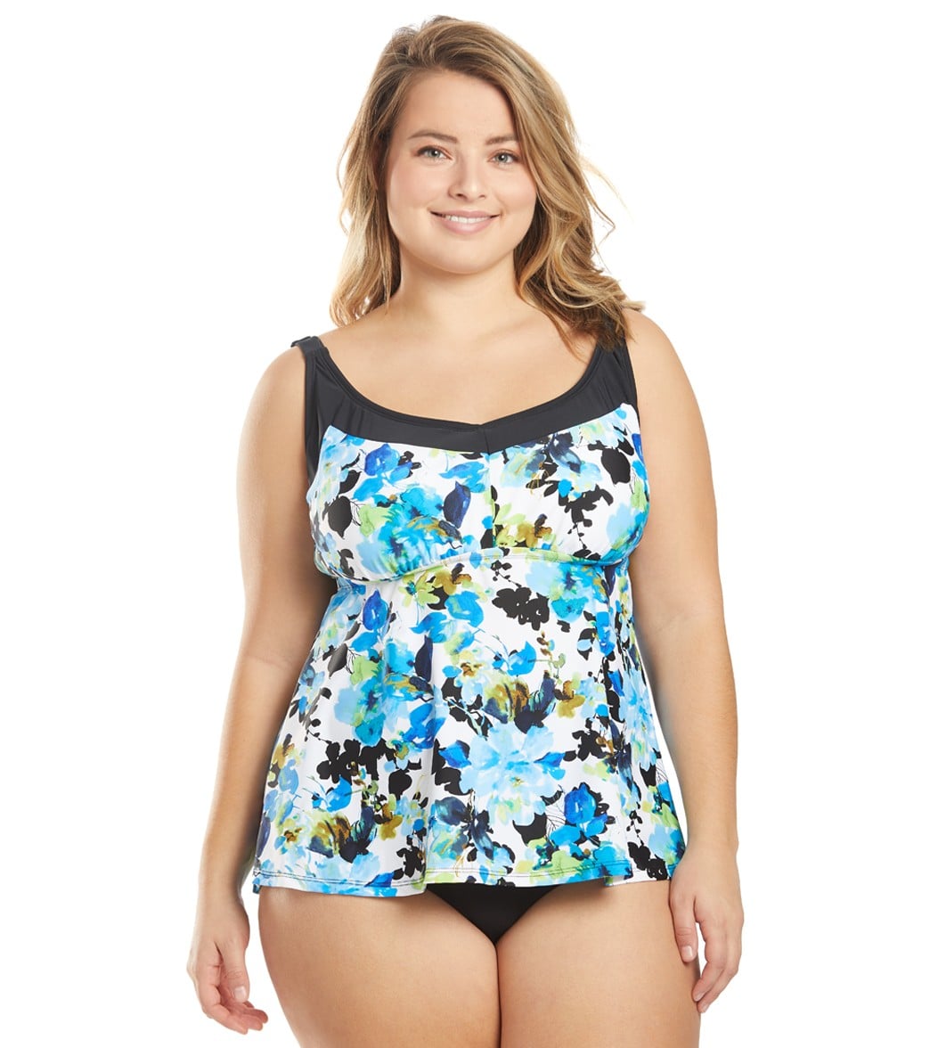 Maxine Plus Size Royal Roses Underwire Tankini Top at SwimOutlet.com ...