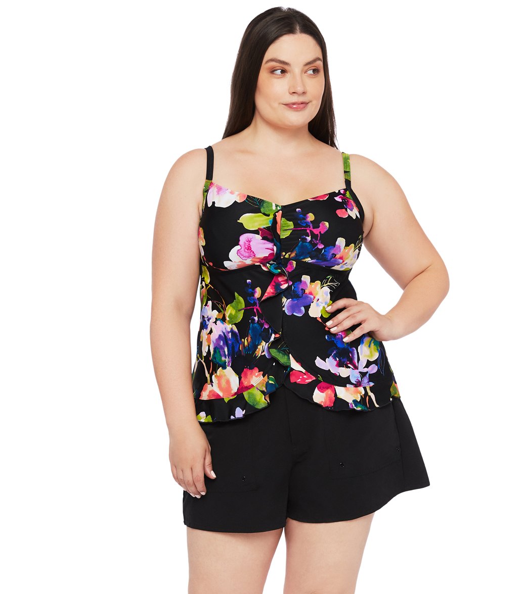 Maxine Plus Size Camellia Ruffle Tankini Top at SwimOutlet.com - Free ...