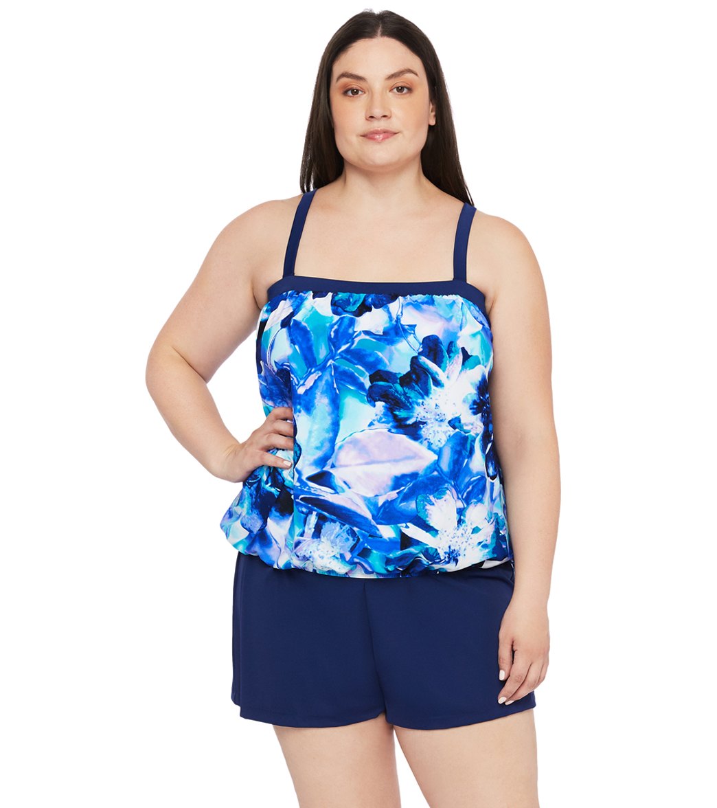 Maxine Plus Size Mystique Bandeau Blouson Tankini Top at SwimOutlet.com ...