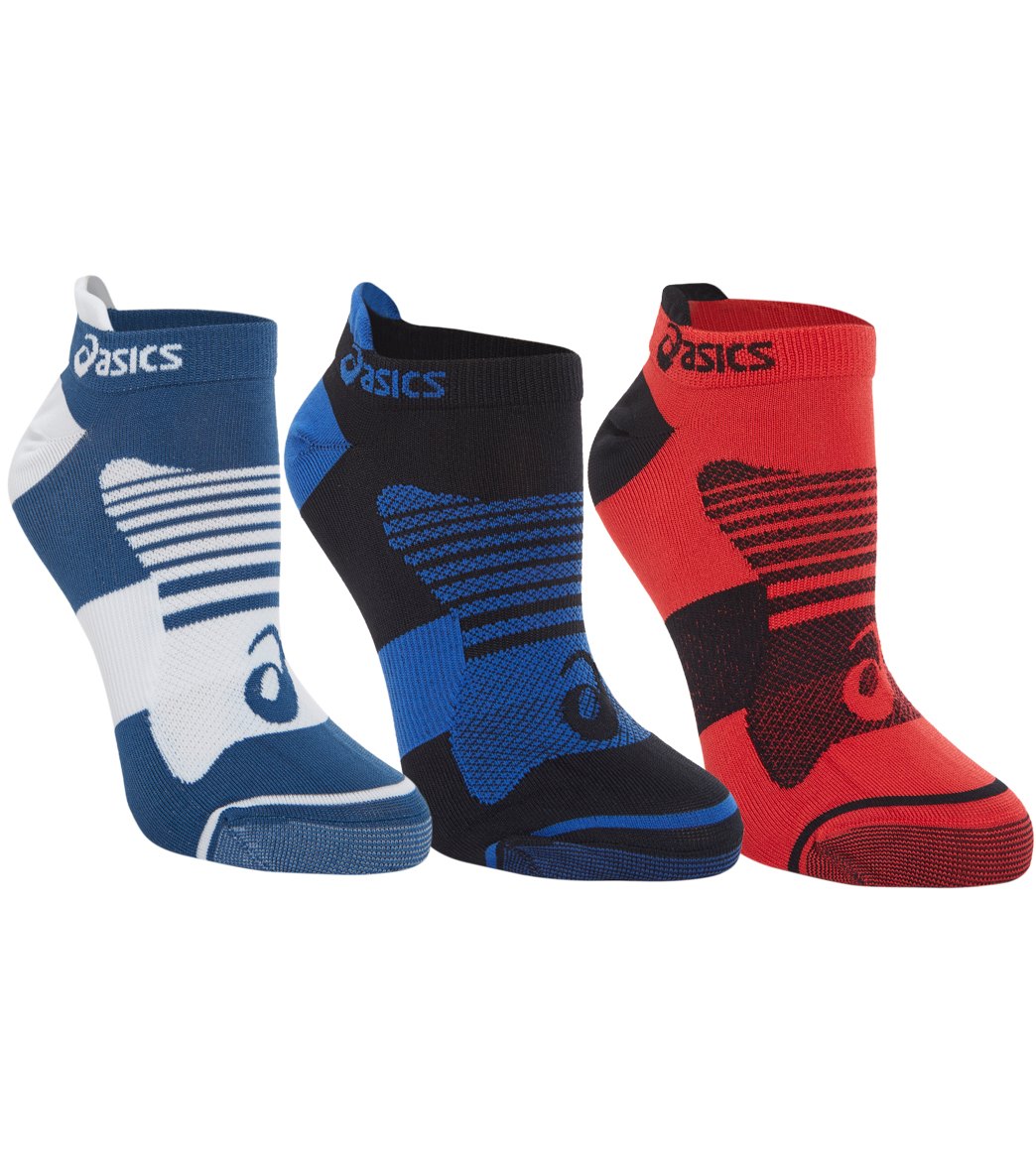 Men's Quick Lyte Plus Socks 3 Pack - Performance Black/ Blue/Speed Red Small Black/Asics Size Small - Swimoutlet.com