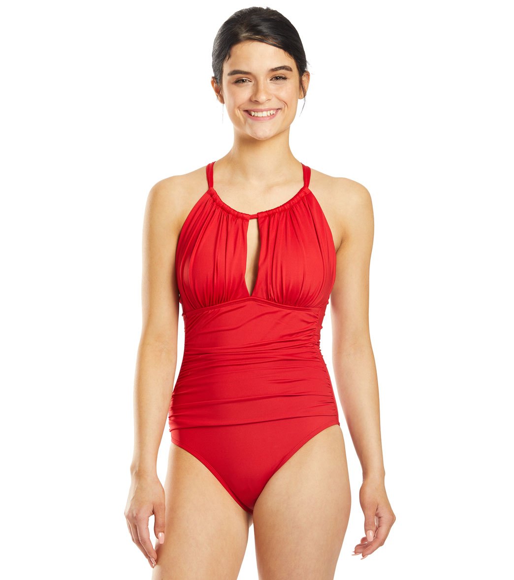 kenneth cole red one piece swimsuit