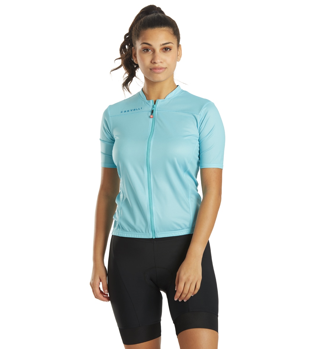 Castelli Women's Anima 3 Short Sleeve Cycling Jersey - Celeste Medium - Swimoutlet.com