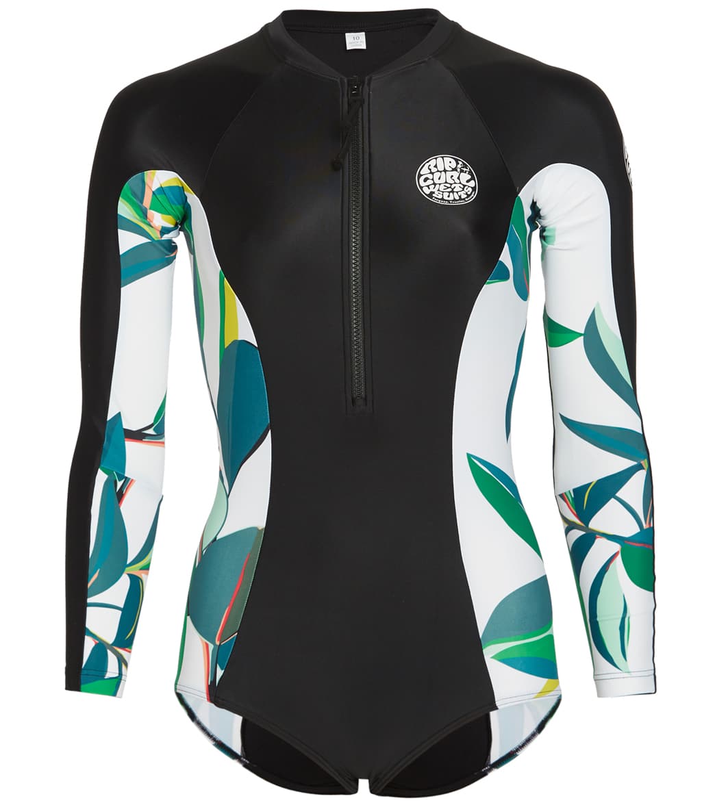 Rip Curl Women's G Bomb Long Sleeve Uv Front Zip Surfsuit - Black 10 - Swimoutlet.com