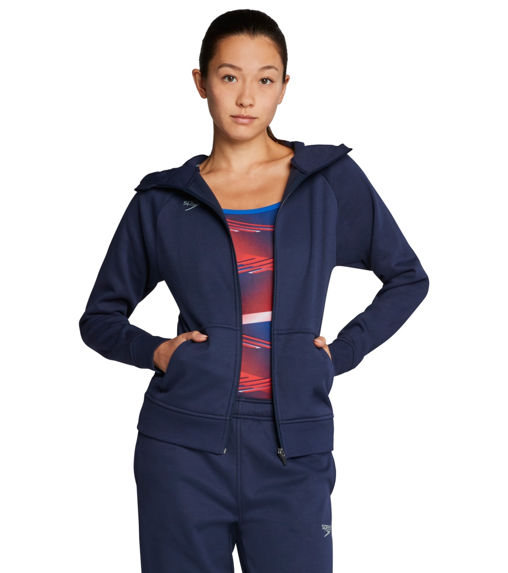 Speedo Women's Team Jacket - Navy Large Size Large Cotton/Polyester - Swimoutlet.com