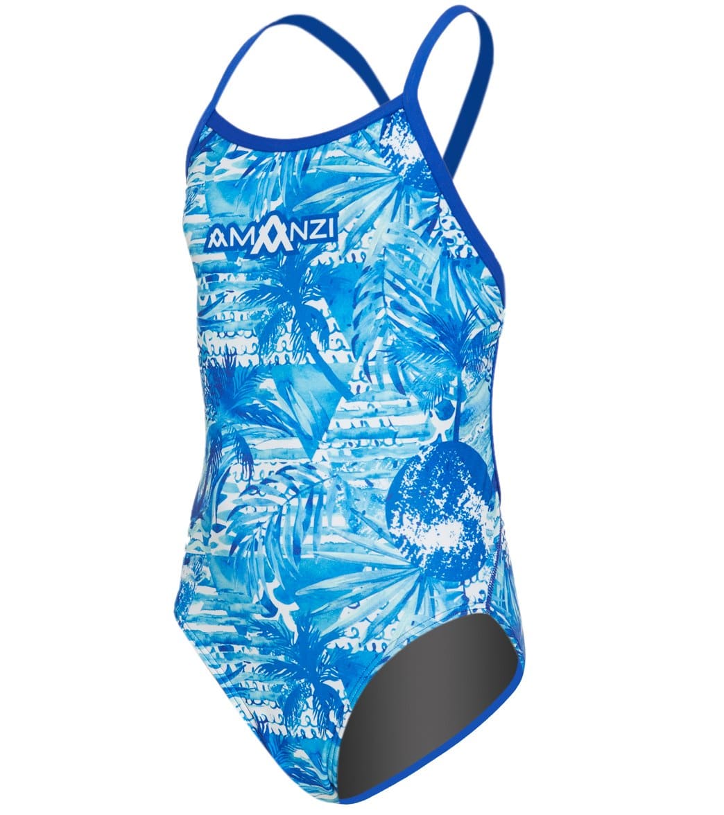 Amanzi Girls Indigo Islands Tie Back One Piece Swimsuit At Swimoutlet