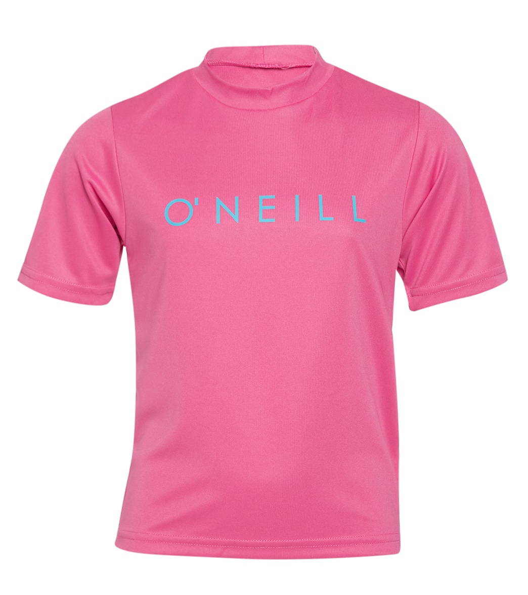 O'neill Youth Basic Upf 30+ Short Sleeve Sun Shirt - Fox Pink 10 Polyester - Swimoutlet.com