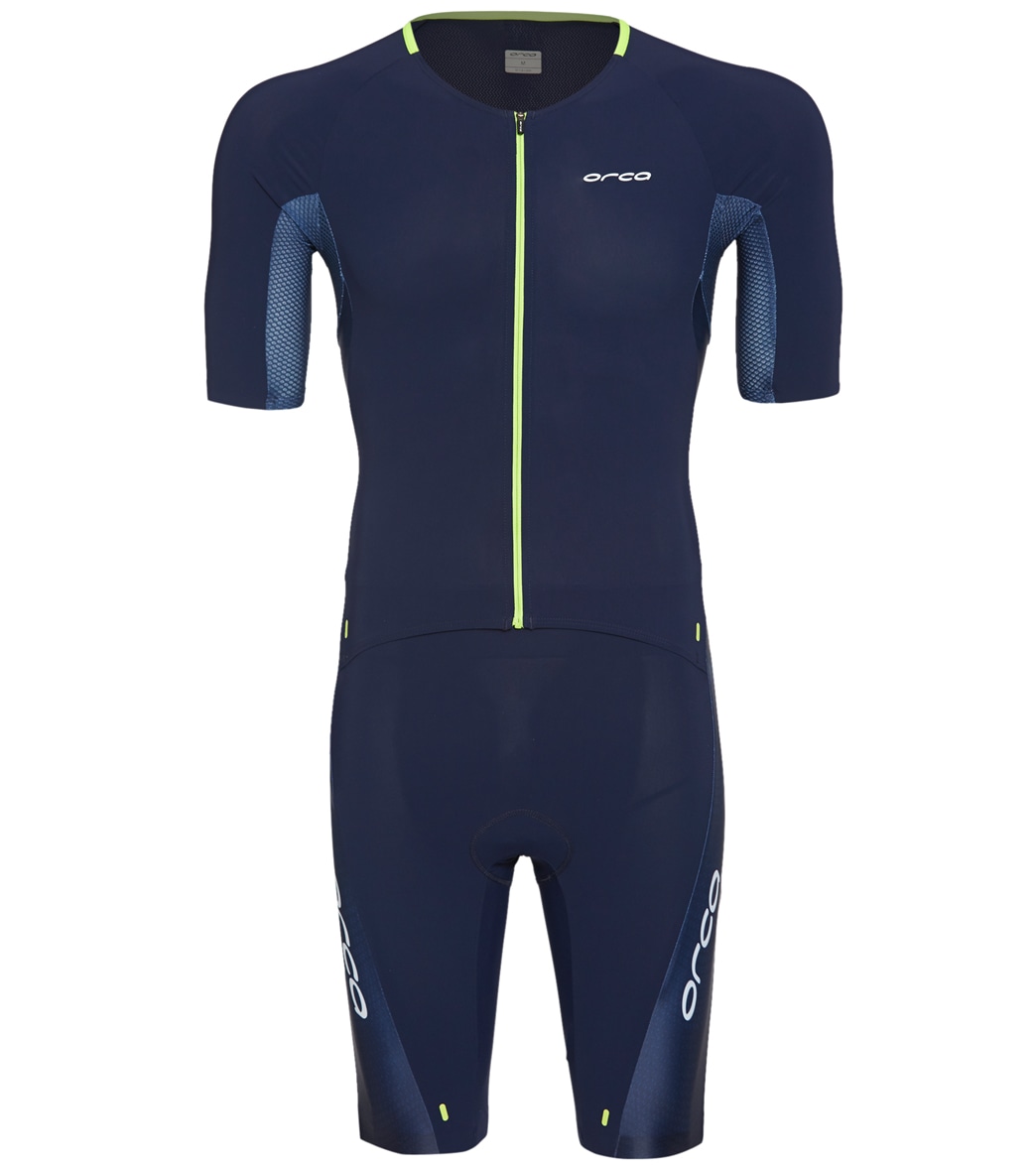 Orca Men's 226 Perform Aero Short Sleeve Race Suit - Blue Green Small Size Small - Swimoutlet.com