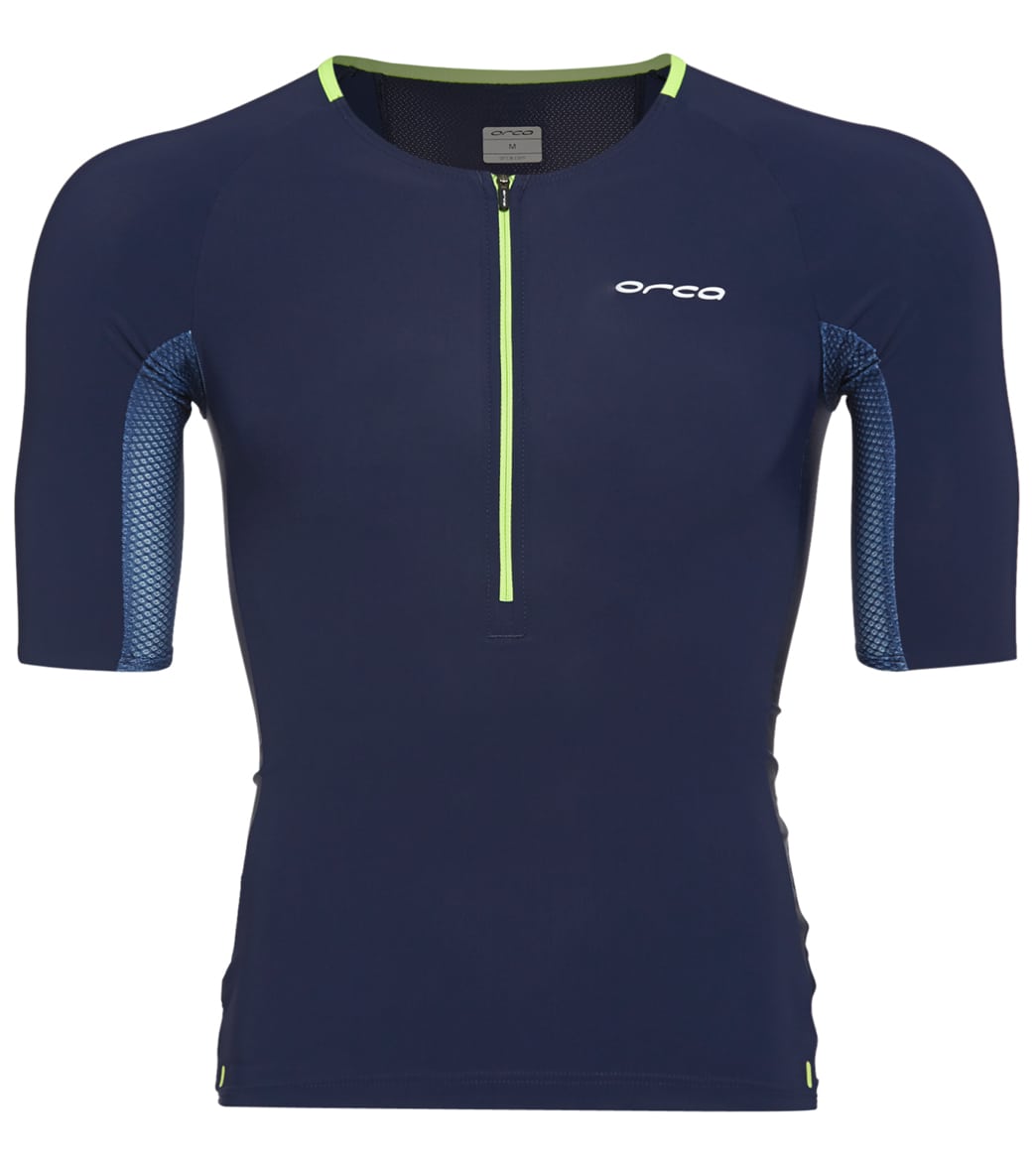 Orca Men's 226 Perform Short Sleeve Tri Top - Blue Green Small Size Small - Swimoutlet.com