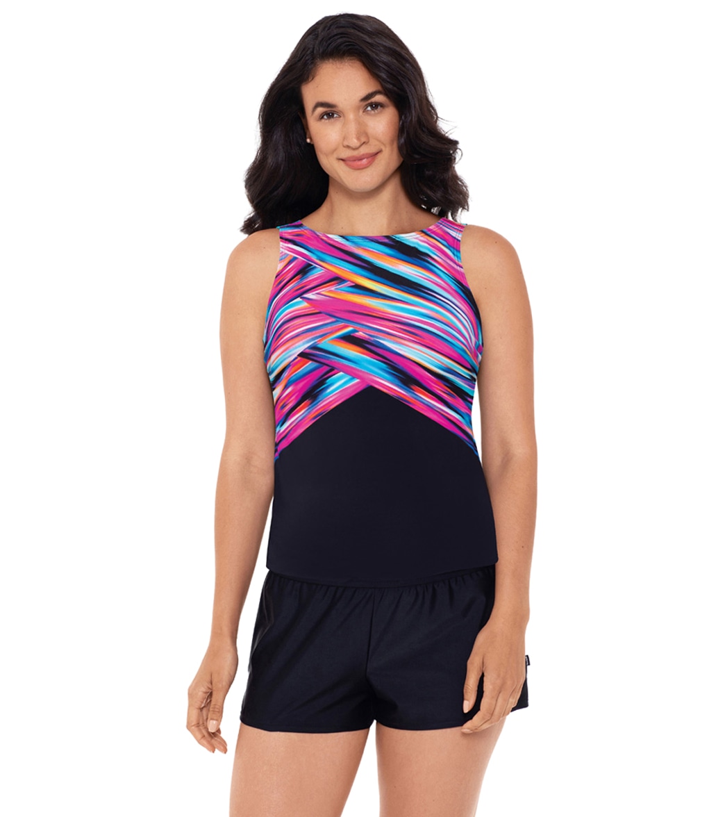 Reebok Women's Wrapped in Perfection High Neck Chlorine Resistant ...