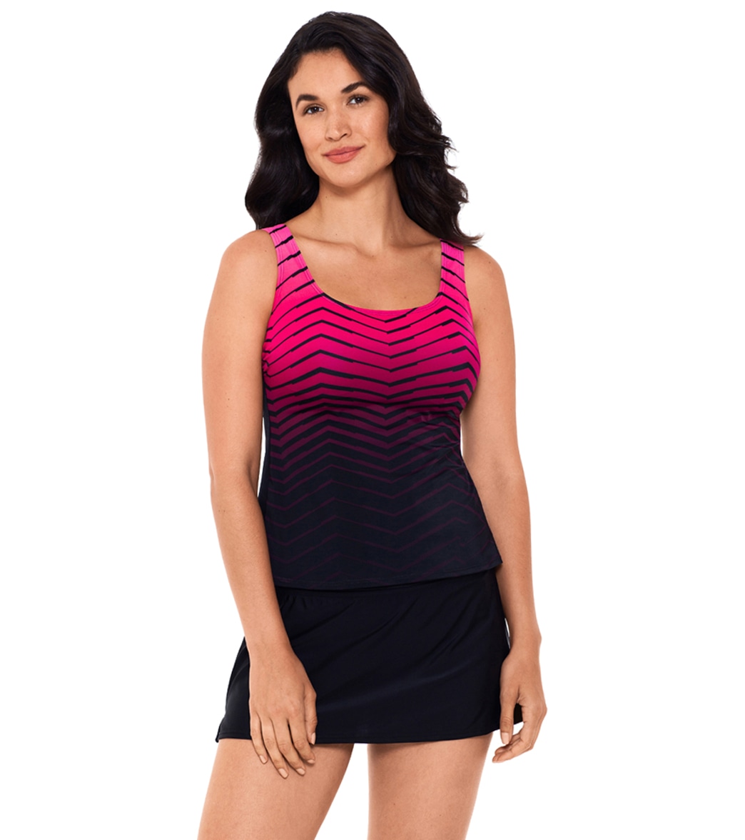 Reebok Women's Prime Performance Scoop Neck Chlorine Resistant Tankini ...