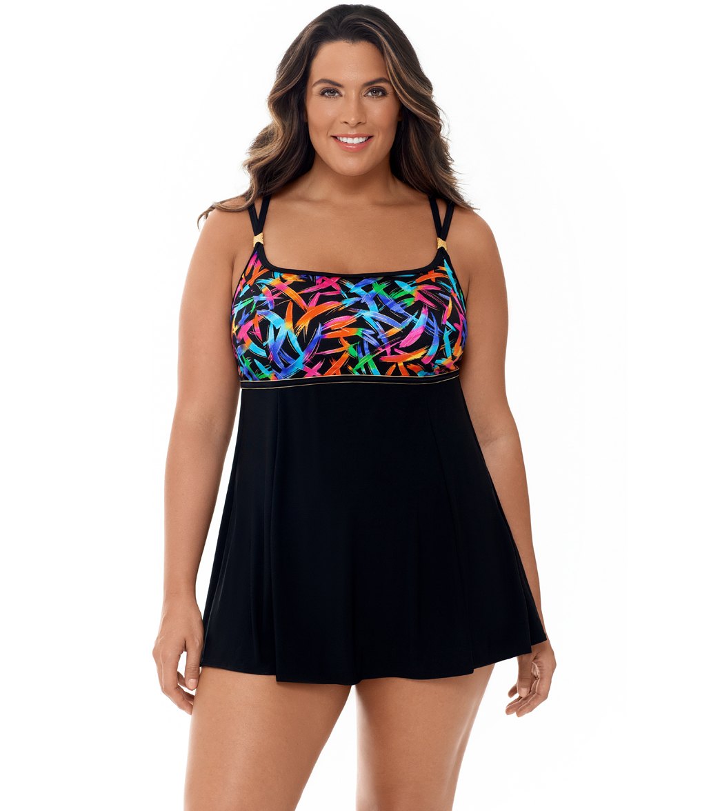 Longitude Plus Size Sparkler Empire Princess Swim Dress at SwimOutlet ...