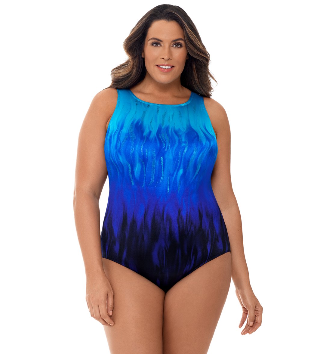 Longitude Plus Size Feel The Heat High Neck One Piece Swimsuit At