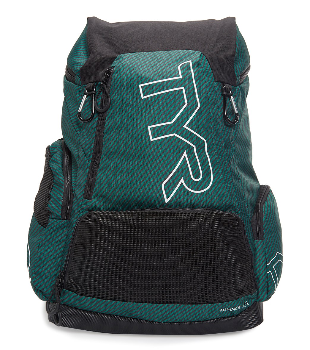 TYR Alliance 45L Team Carbon Print Backpack - Green - Swimoutlet.com