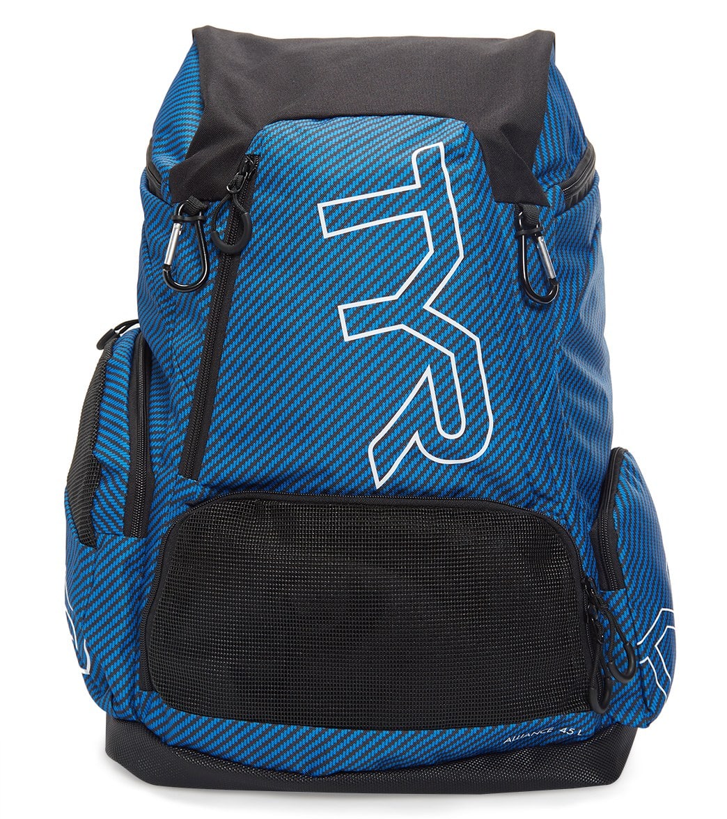 TYR Alliance 45L Team Carbon Print Backpack - Blue - Swimoutlet.com