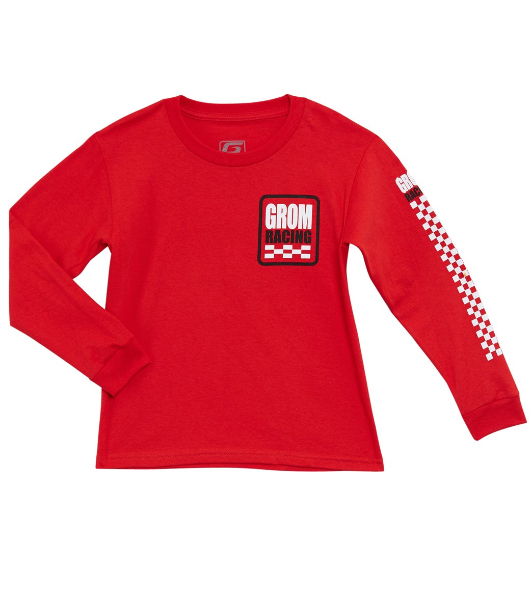 Grom Boys' Racing Tee Shirt - Red Medium 8 Cotton - Swimoutlet.com