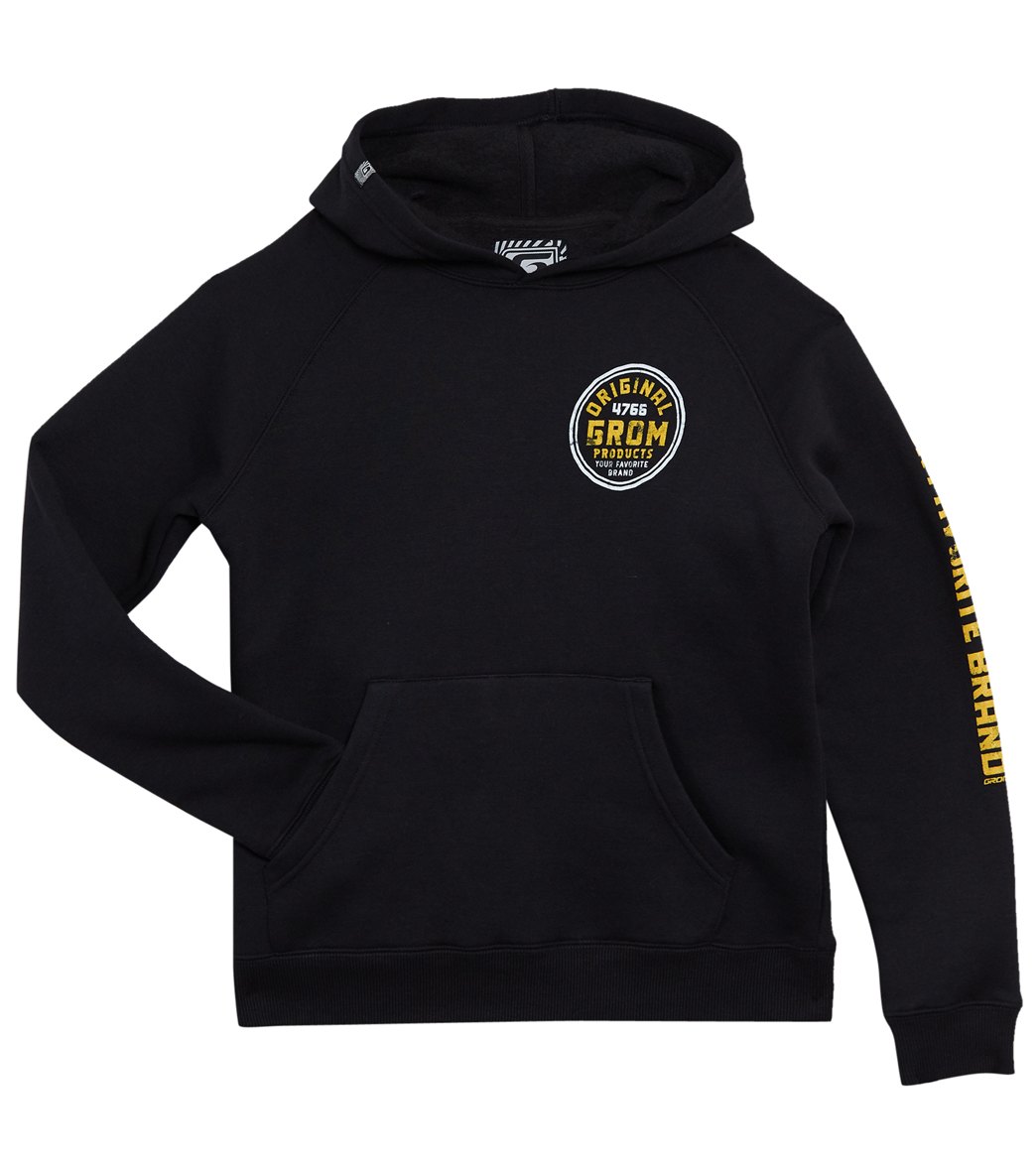 Grom Boys' Original Pullover Hoodie - Black Large 10/12 Cotton/Polyester - Swimoutlet.com