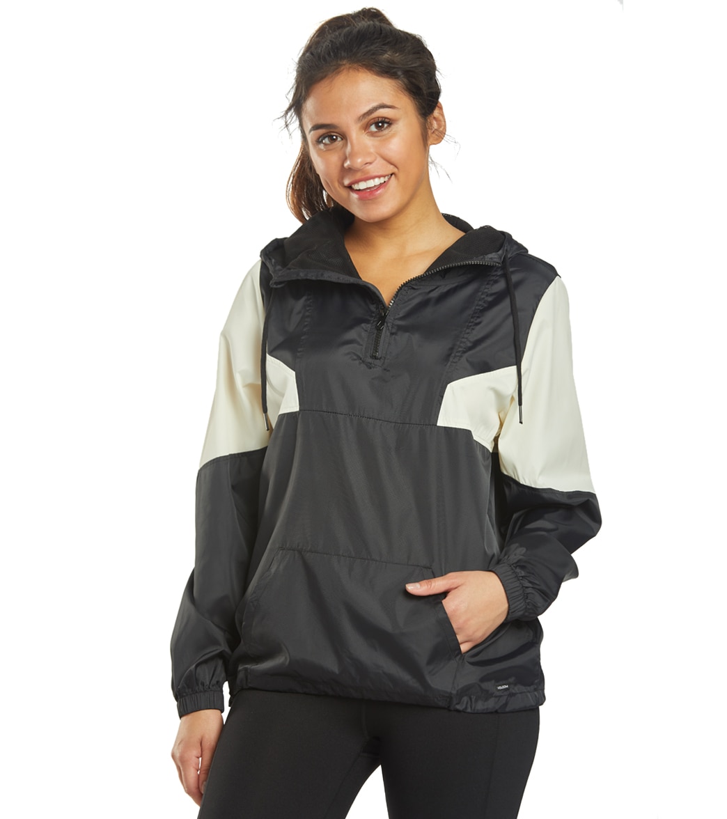 Volcom Women's Wind Stoned Pullover Hoodie - Black White Small Polyester - Swimoutlet.com
