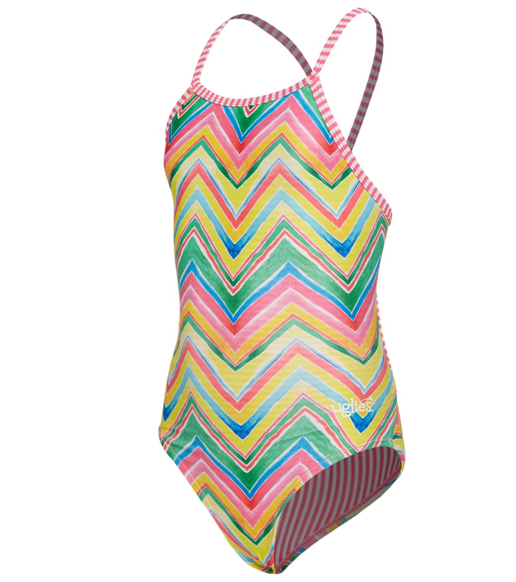 Dolfin Uglies Girls' Rainbow Delite Keyhole Back One Piece Swimsuit at ...