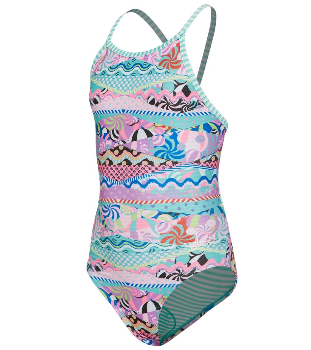 Dolfin Uglies Girls' Cotton Candy Keyhole Back One Piece Swimsuit at ...